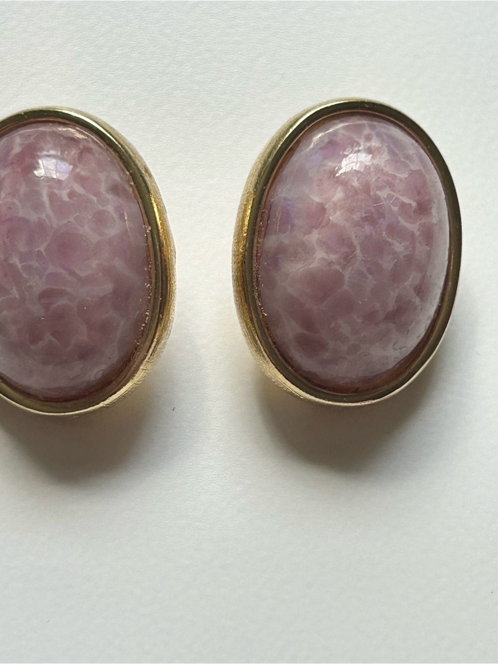 4/$100 Gold-Tone Purple Stone Oval Stud Earrings